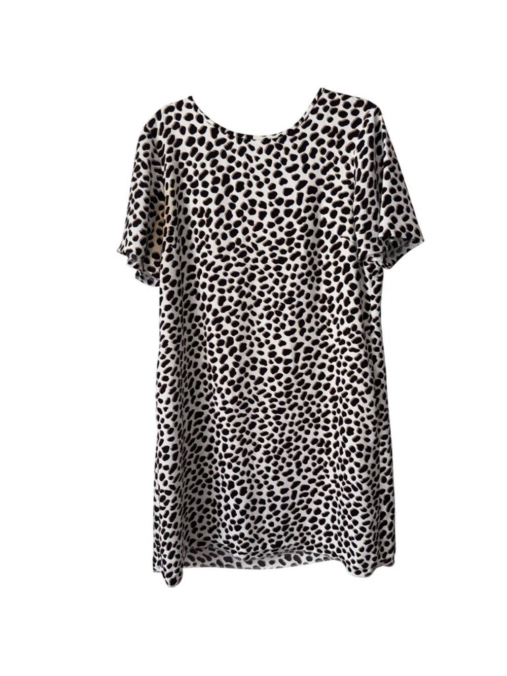 Ann Taylor Womens Animal Print Dress Size 14 Short Sleeves Pullover